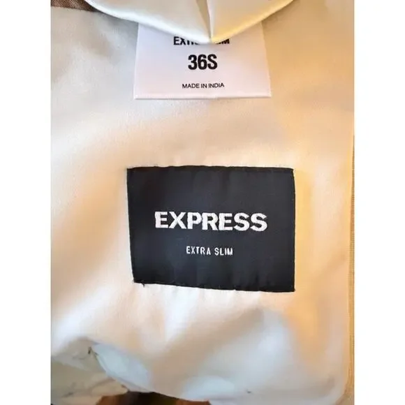 Express Extra Slim Cream Pinstripe Blazer Men’s 36S - Picture 7 of 8